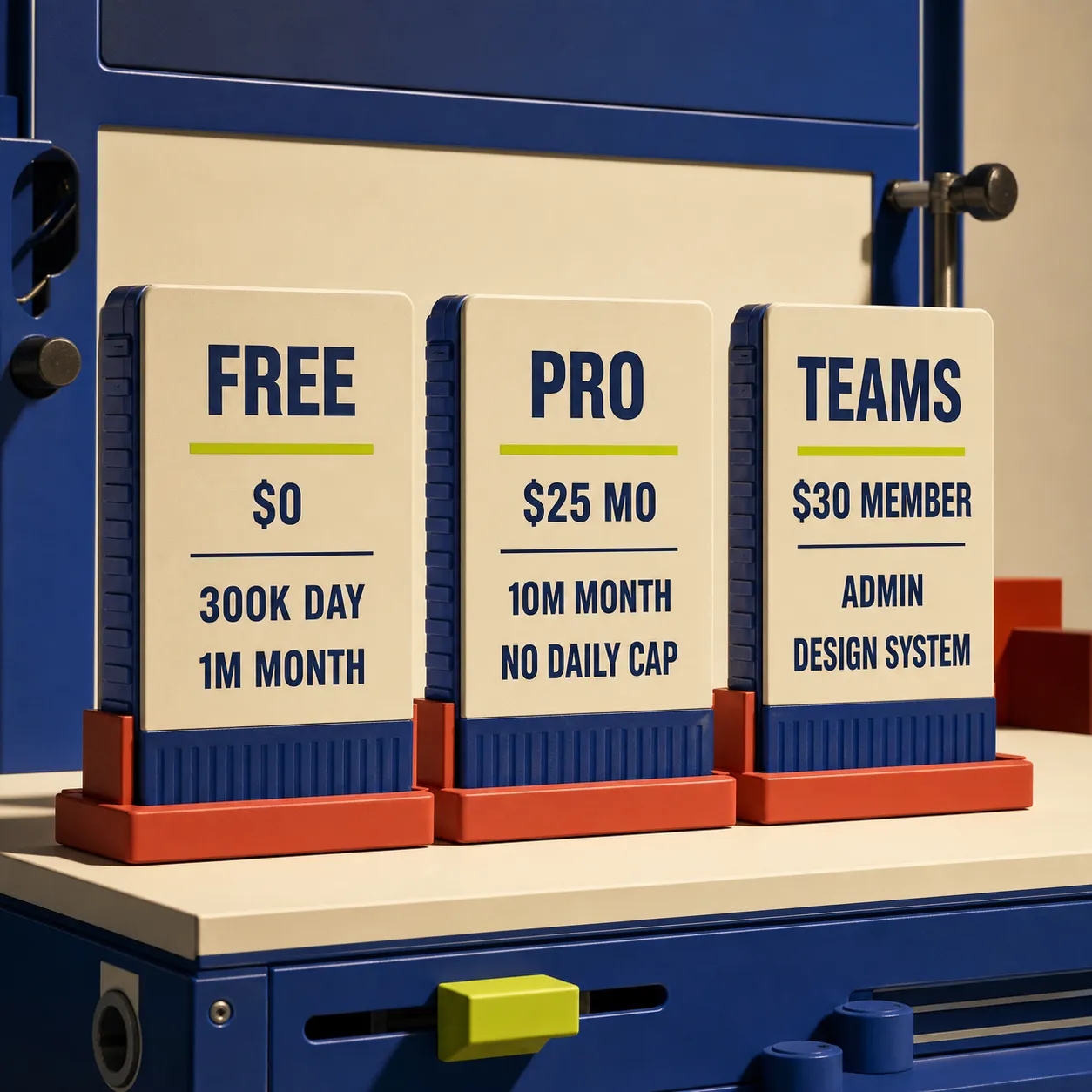 Bolt Free, Pro, and Teams price and token comparison