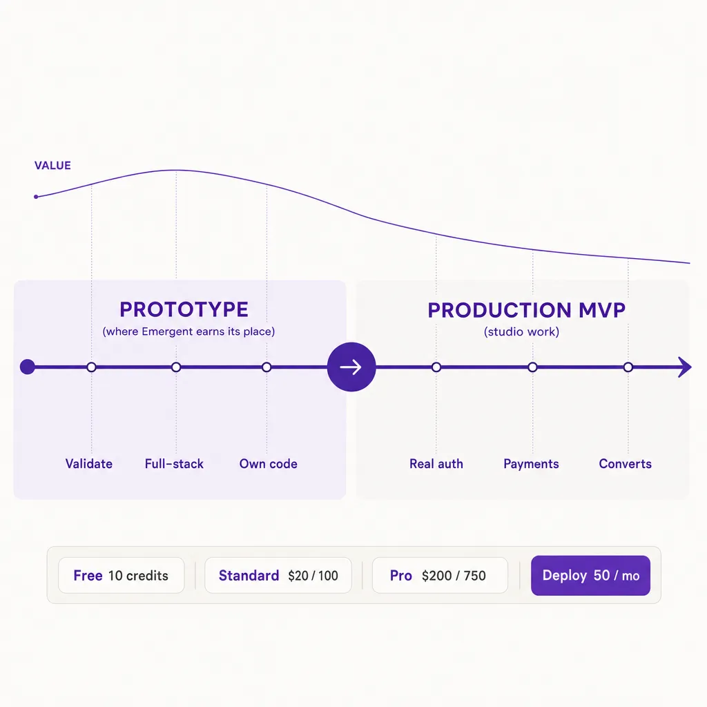 Decision map: where Emergent earns its place from prototype to production MVP